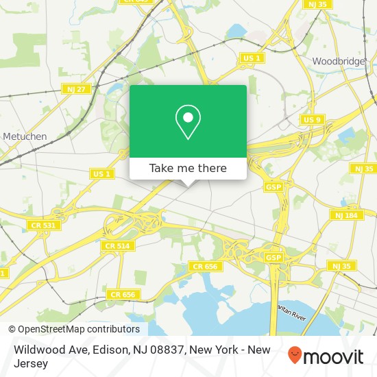 Mapa de Wildwood Ave, Edison, NJ 08837
