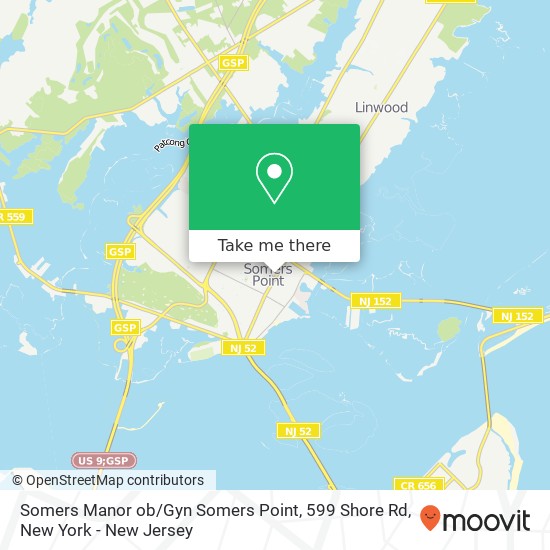 Mapa de Somers Manor ob / Gyn Somers Point, 599 Shore Rd