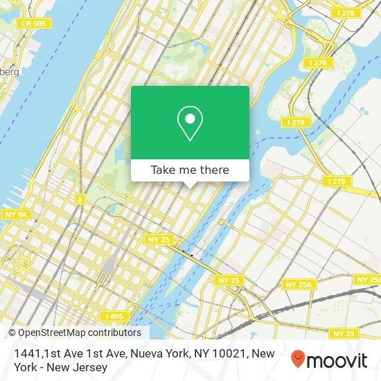 Mapa de 1441,1st Ave 1st Ave, Nueva York, NY 10021