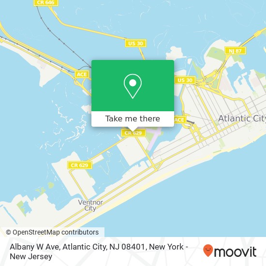 Mapa de Albany W Ave, Atlantic City, NJ 08401