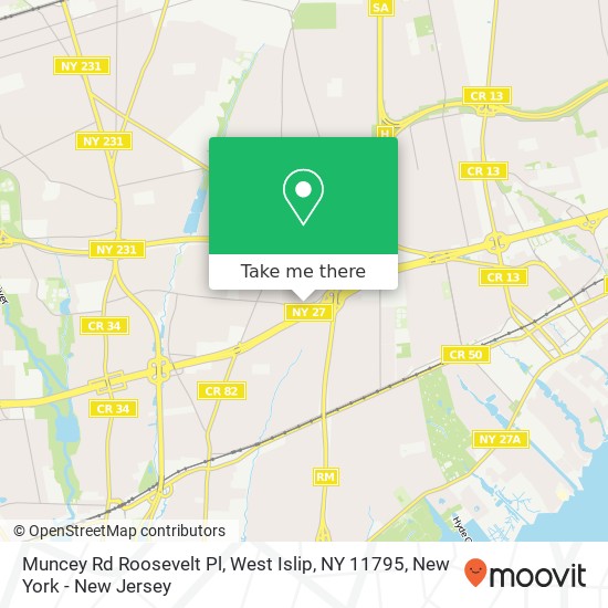 Mapa de Muncey Rd Roosevelt Pl, West Islip, NY 11795
