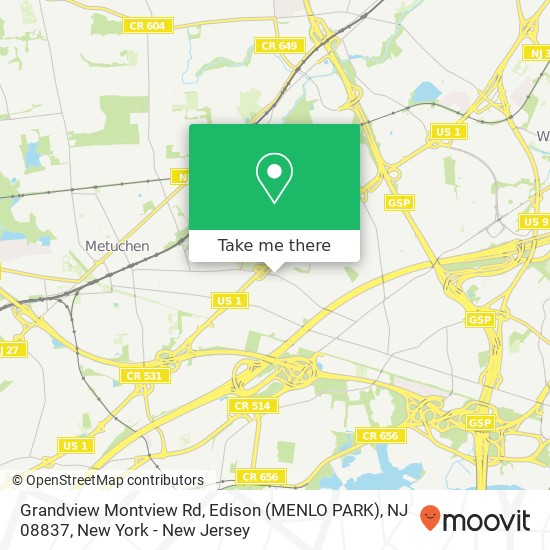 Grandview Montview Rd, Edison (MENLO PARK), NJ 08837 map