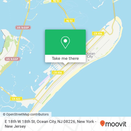 Mapa de E 18th W 18th St, Ocean City, NJ 08226