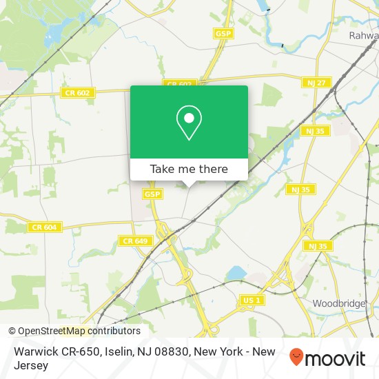 Mapa de Warwick CR-650, Iselin, NJ 08830