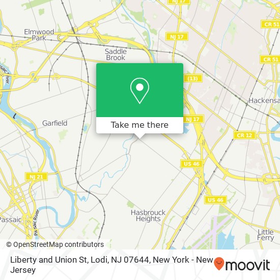 Liberty and Union St, Lodi, NJ 07644 map