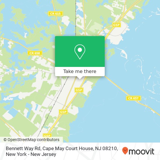 Mapa de Bennett Way Rd, Cape May Court House, NJ 08210