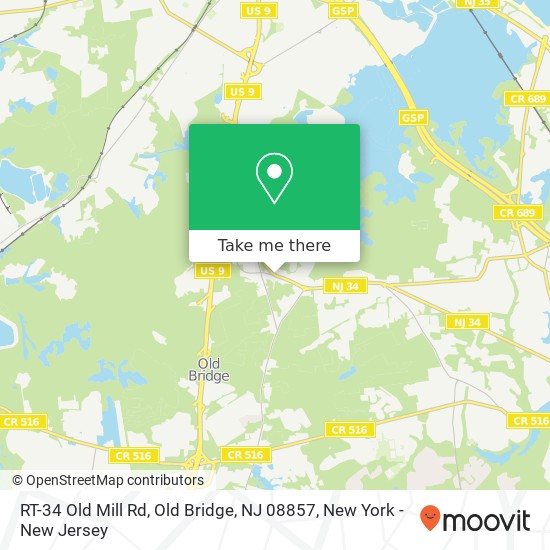 Mapa de RT-34 Old Mill Rd, Old Bridge, NJ 08857