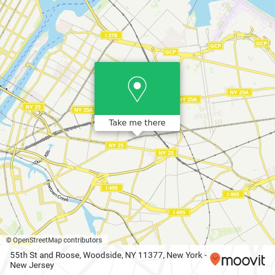 Mapa de 55th St and Roose, Woodside, NY 11377