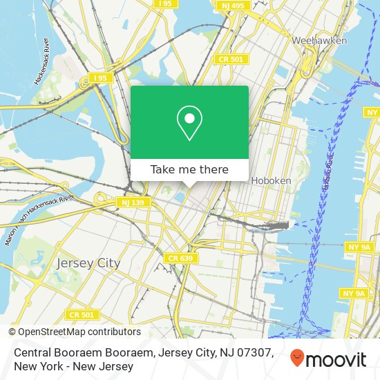 Mapa de Central Booraem Booraem, Jersey City, NJ 07307
