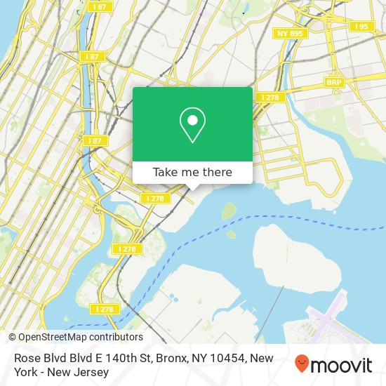 Mapa de Rose Blvd Blvd E 140th St, Bronx, NY 10454