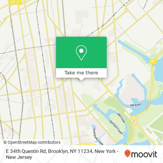 Mapa de E 34th Quentin Rd, Brooklyn, NY 11234