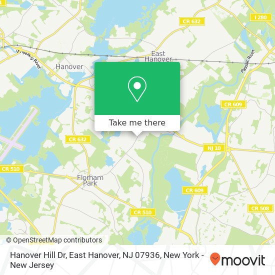 Mapa de Hanover Hill Dr, East Hanover, NJ 07936