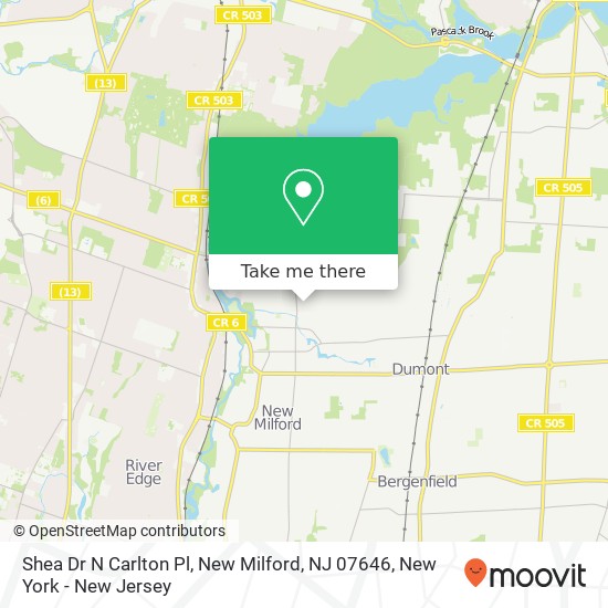 Mapa de Shea Dr N Carlton Pl, New Milford, NJ 07646