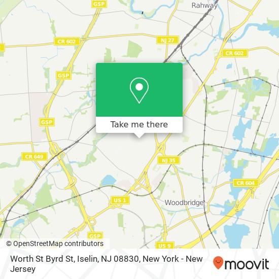 Mapa de Worth St Byrd St, Iselin, NJ 08830