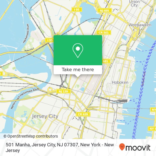 Mapa de 501 Manha, Jersey City, NJ 07307