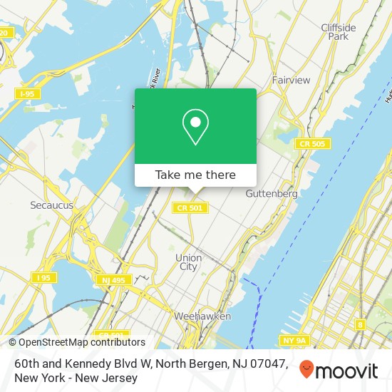 Mapa de 60th and Kennedy Blvd W, North Bergen, NJ 07047
