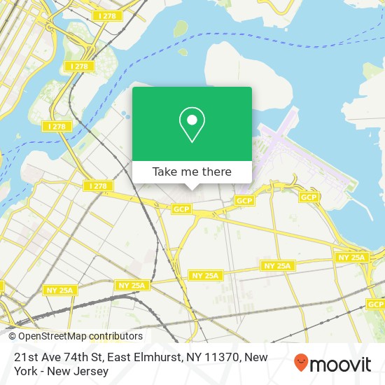 Mapa de 21st Ave 74th St, East Elmhurst, NY 11370