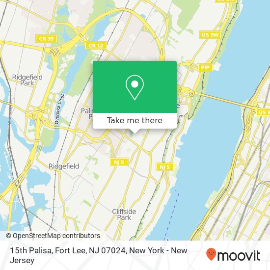 Mapa de 15th Palisa, Fort Lee, NJ 07024