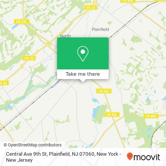 Mapa de Central Ave 9th St, Plainfield, NJ 07060