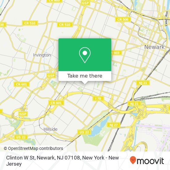 Mapa de Clinton W St, Newark, NJ 07108