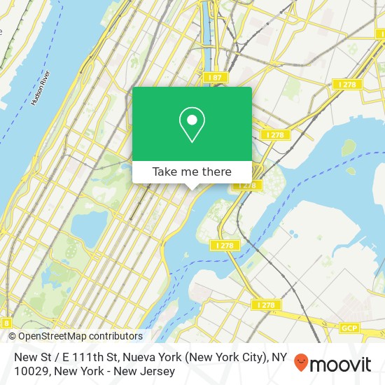 New St / E 111th St, Nueva York (New York City), NY 10029 map