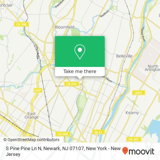Mapa de S Pine Pine Ln N, Newark, NJ 07107