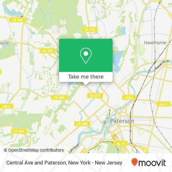 Central Ave and Paterson map