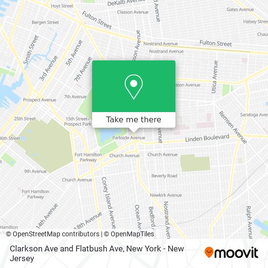 Clarkson Ave and Flatbush Ave map