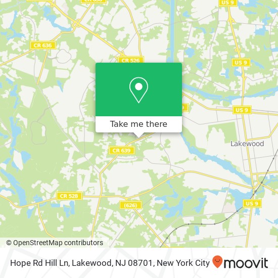 Mapa de Hope Rd Hill Ln, Lakewood, NJ 08701