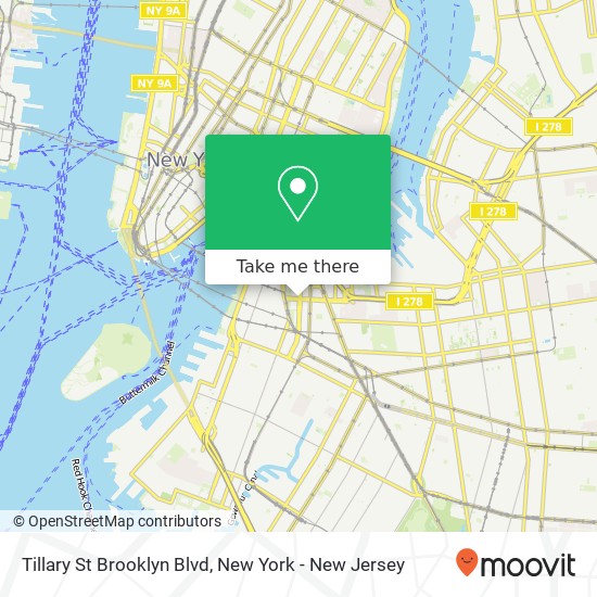 Tillary St Brooklyn Blvd map