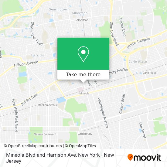 Mineola Blvd and Harrison Ave map