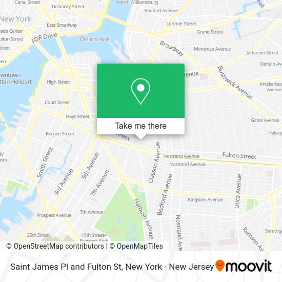 Saint James Pl and Fulton St map
