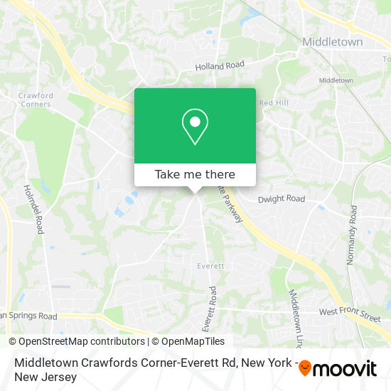 Middletown Crawfords Corner-Everett Rd map