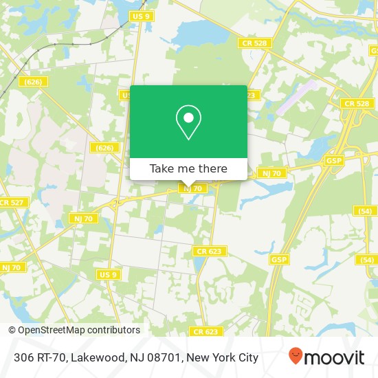 Mapa de 306 RT-70, Lakewood, NJ 08701