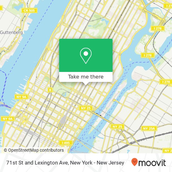 71st St and Lexington Ave map