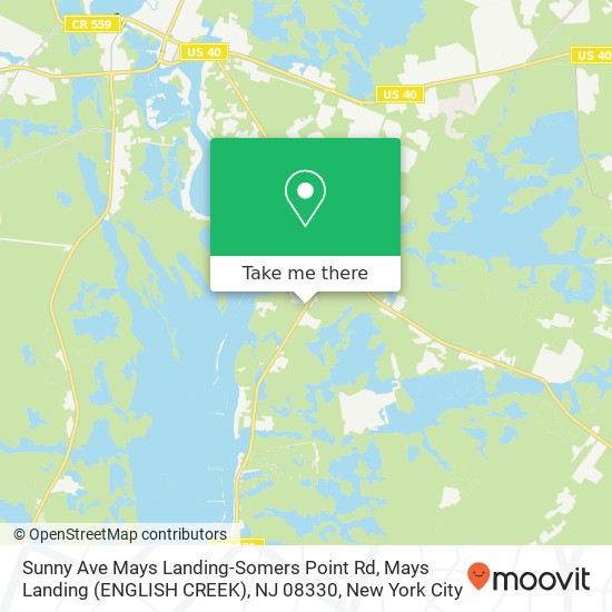 Sunny Ave Mays Landing-Somers Point Rd, Mays Landing (ENGLISH CREEK), NJ 08330 map