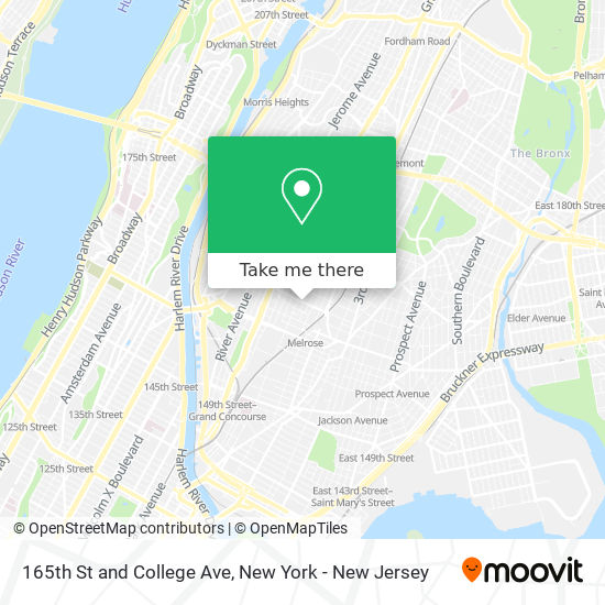 165th St and College Ave map
