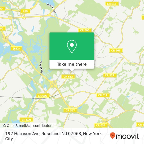 Mapa de 192 Harrison Ave, Roseland, NJ 07068