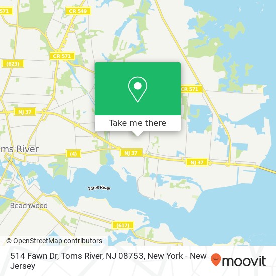 Mapa de 514 Fawn Dr, Toms River, NJ 08753