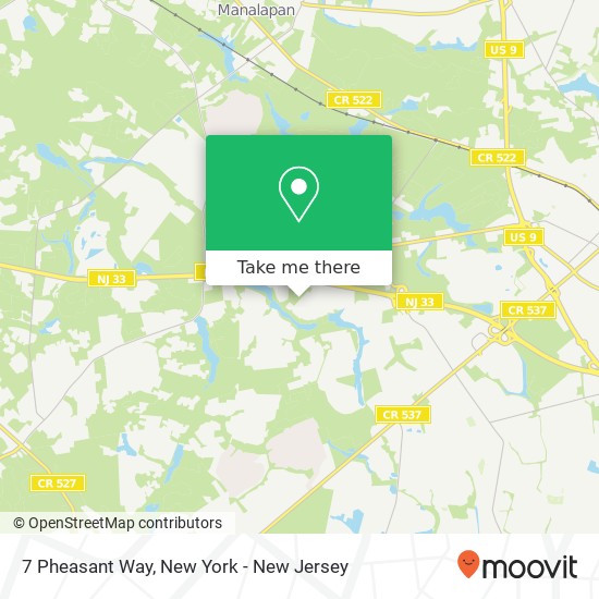 Mapa de 7 Pheasant Way, Manalapan Twp, NJ 07726