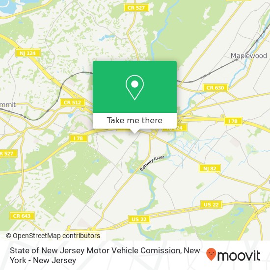 State of New Jersey Motor Vehicle Comission map