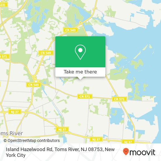 Mapa de Island Hazelwood Rd, Toms River, NJ 08753