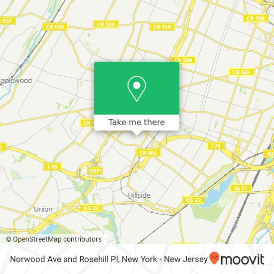 Norwood Ave and Rosehill Pl map