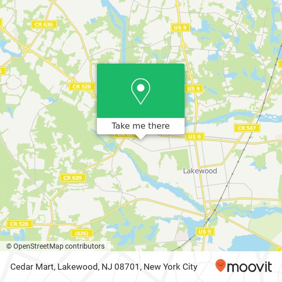 Mapa de Cedar Mart, Lakewood, NJ 08701