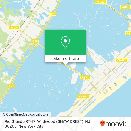 Rio Grande RT-47, Wildwood (SHAW CREST), NJ 08260 map
