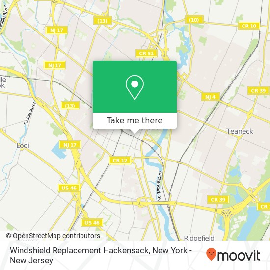 Windshield Replacement Hackensack map