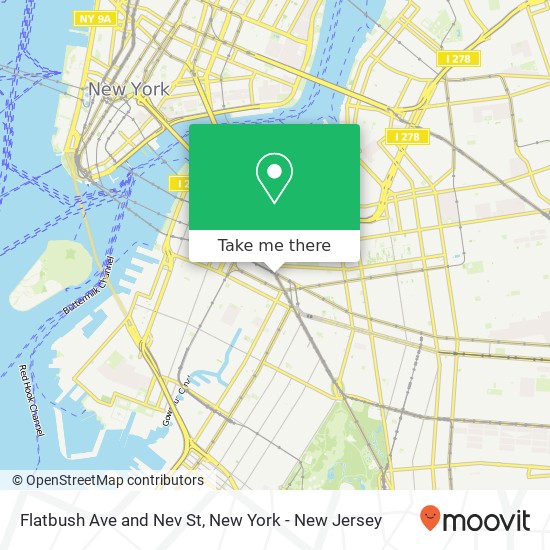 Flatbush Ave and Nev St map