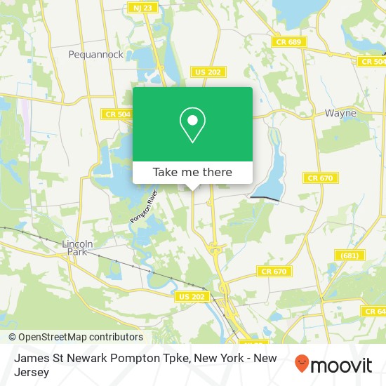 Mapa de James St Newark Pompton Tpke