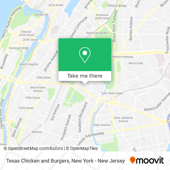 Texas Chicken and Burgers map