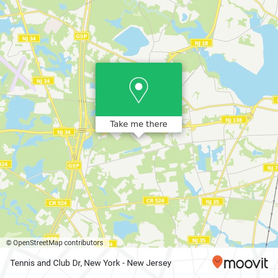 Tennis and Club Dr map